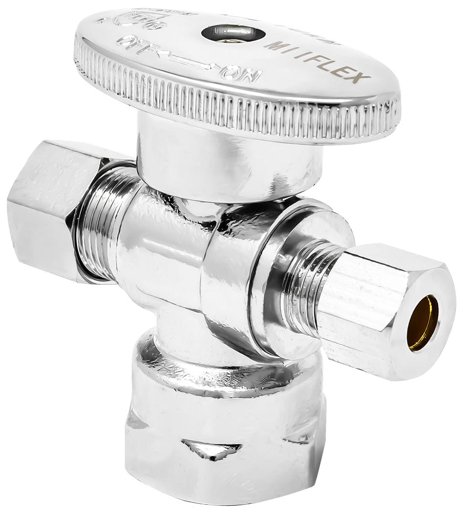 1/4 turn straight dual outlet stop valve, 1/2 inch FIP x 3/8 inch COMP x 3/8 inch COMP - view 2