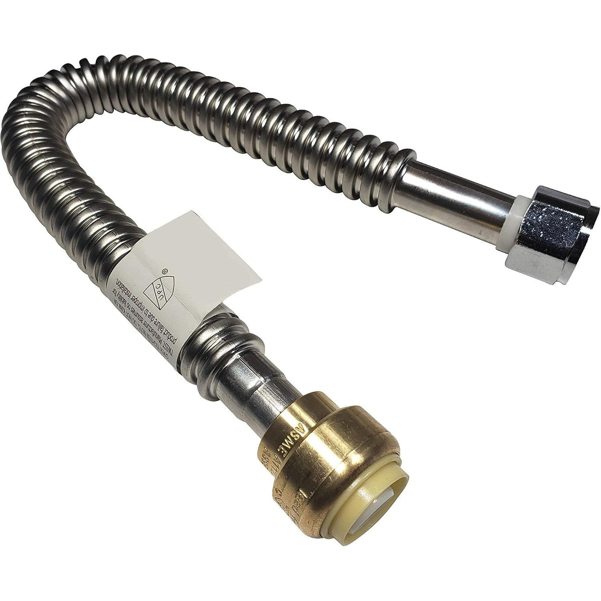 3/4" Push-Fit x 3/4" FIP 18" Stainless Steel Water Flex Connector (1 or 2 Pack)