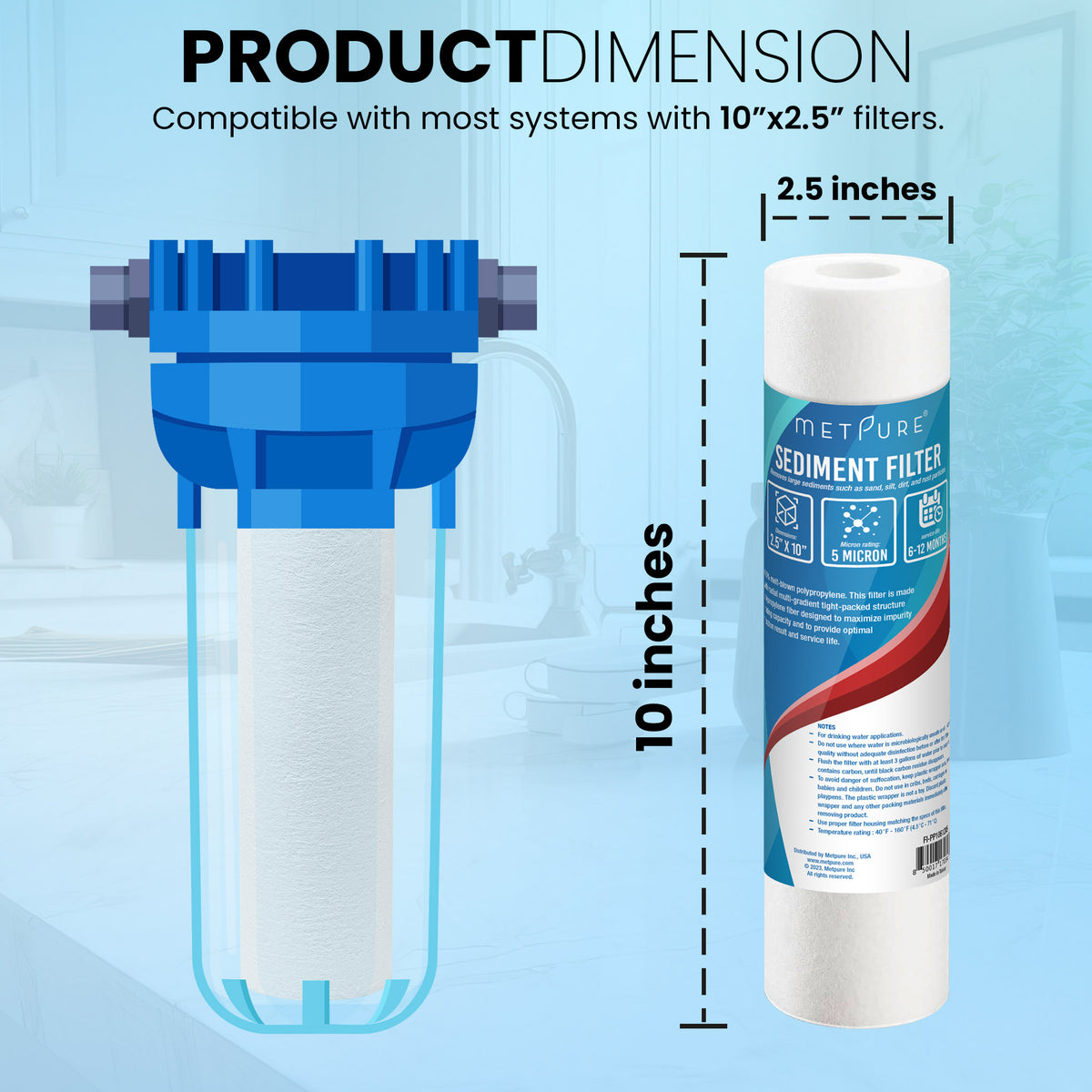 3 pack of 10 x 2.5 inch RO pre-filters: 2 carbon block and 1 polypropylene sediment filter