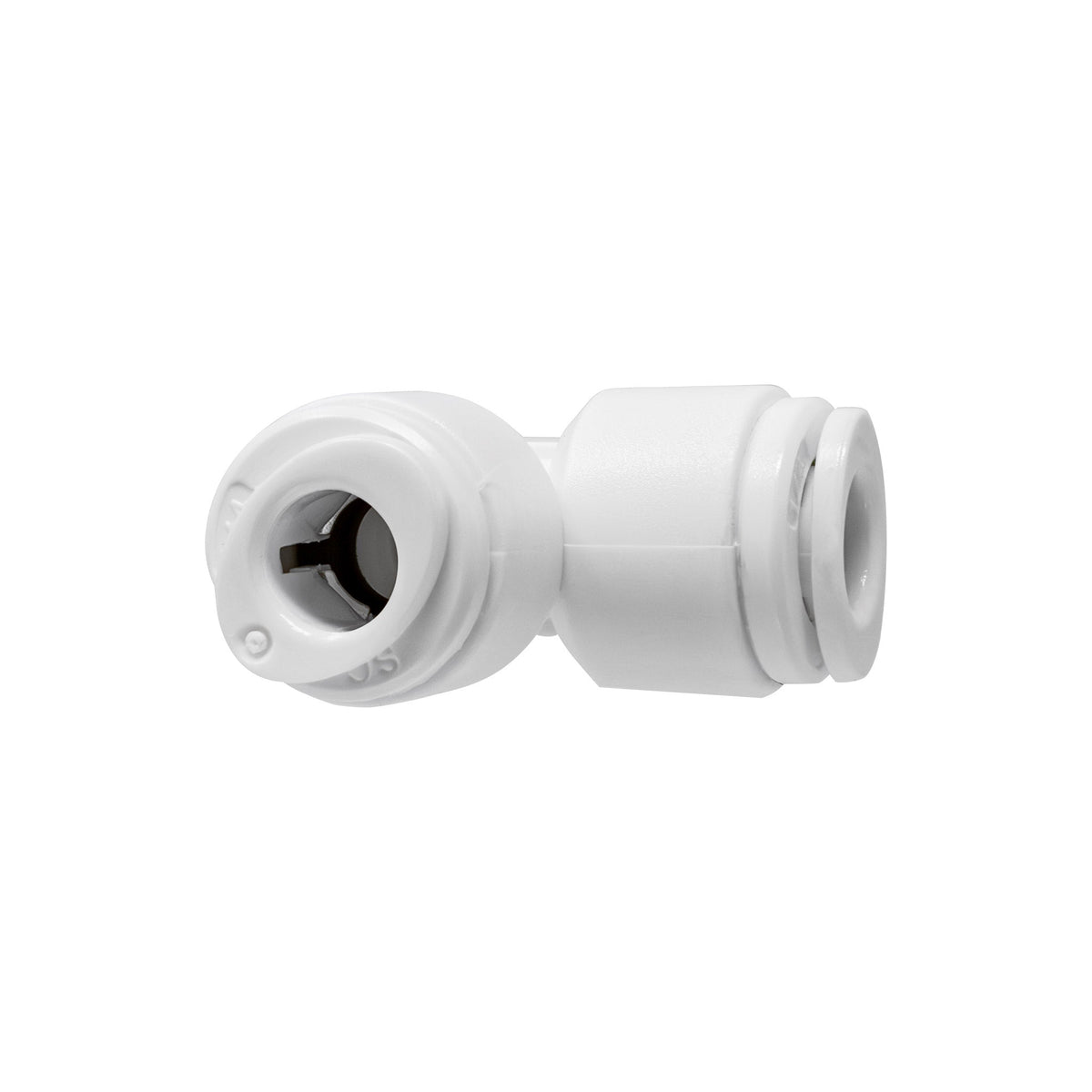 White 1/4 inch OD x 1/4 inch OD quick connect union elbow