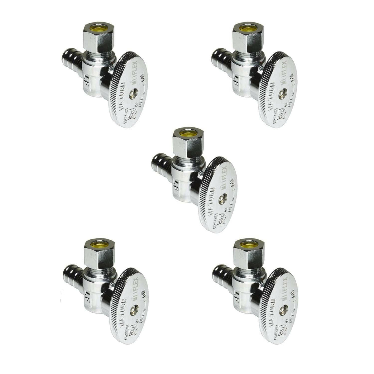 MiiFLEX chrome plated 1/2 inch PEX B x 3/8 inch OD compression quarter turn angle stop valve