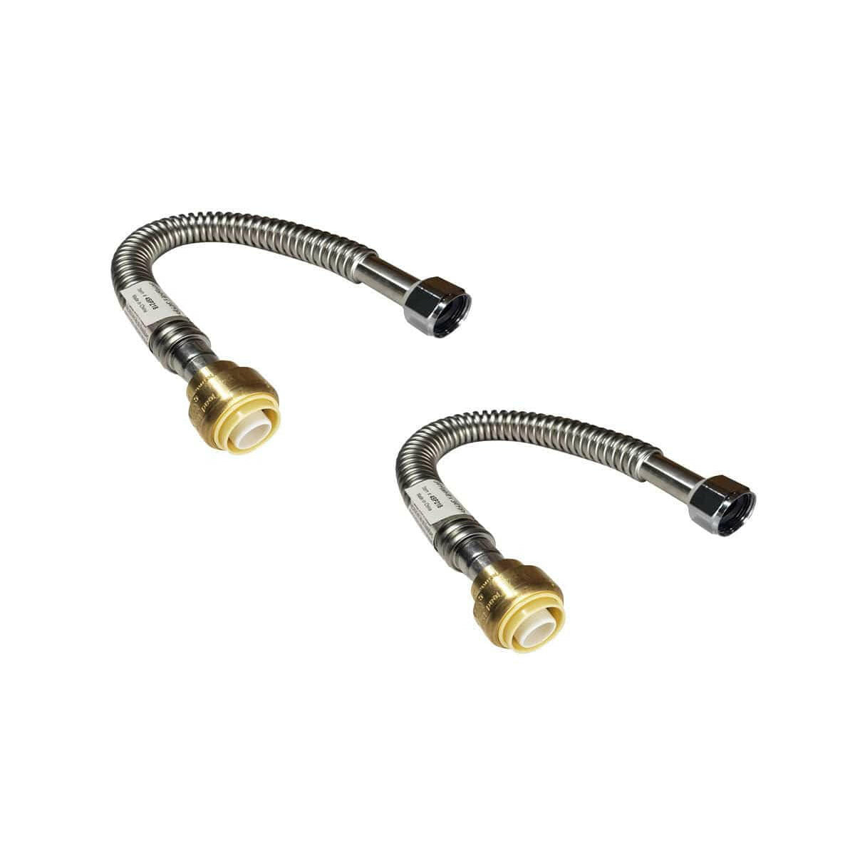 3/4 inch Push-Fit x 3/4 inch FIP 18 inch Stainless Steel Water Flex Connector 2 Pack
