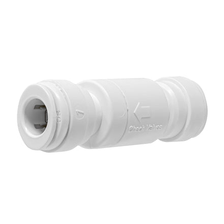 White 3/8 inch OD quick connect one way check valve
