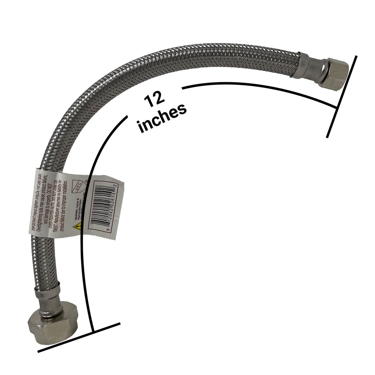 Complete toilet set valve kit, 1/2 inch NOM x 3/8 inch OD compression angle shut off, escutcheon and 12 inch braided supply line - view 7