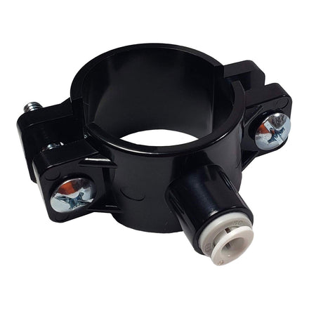 1/4 inch OD quick connect RO drain saddle valve with foam gasket, bolts and nuts