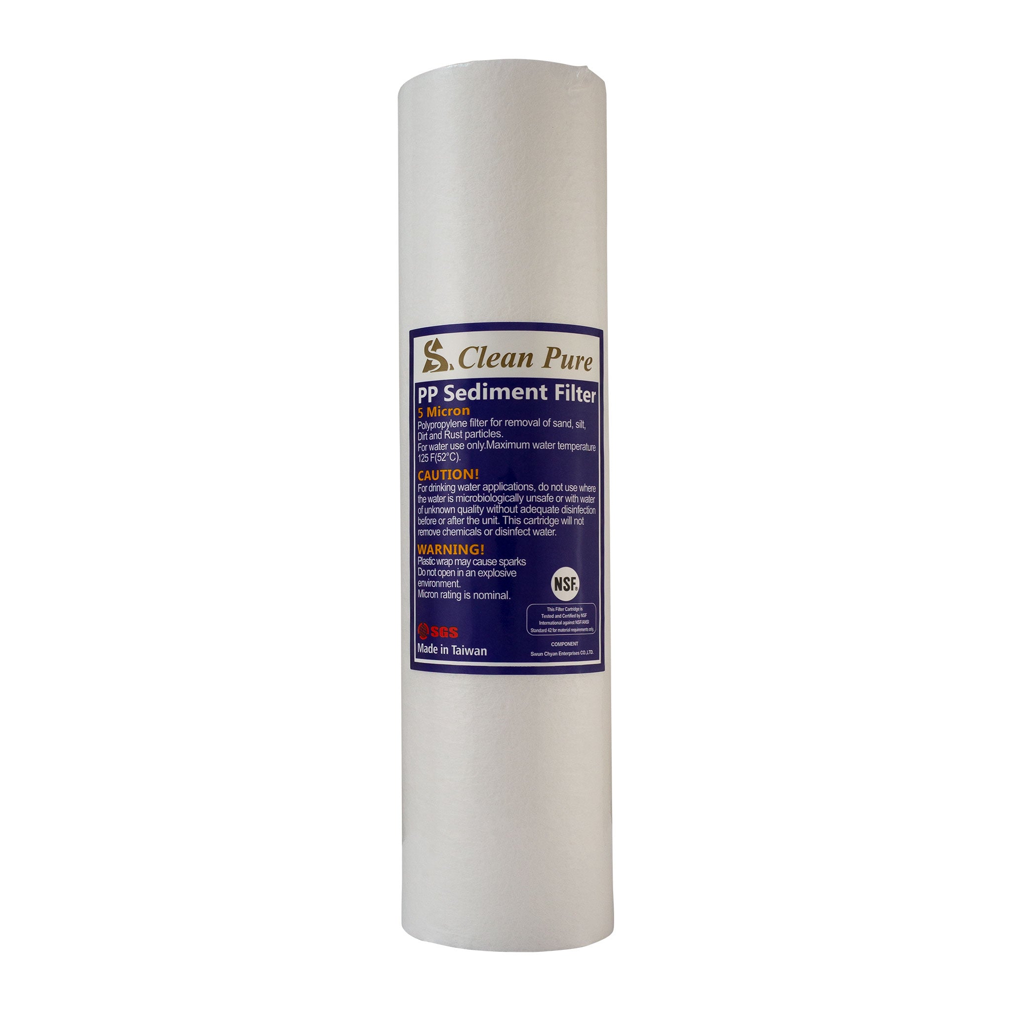 2.5" x 10" PP Sediment For Replacement RO Drinking Water System Filter @ 5 micron. NSF certified