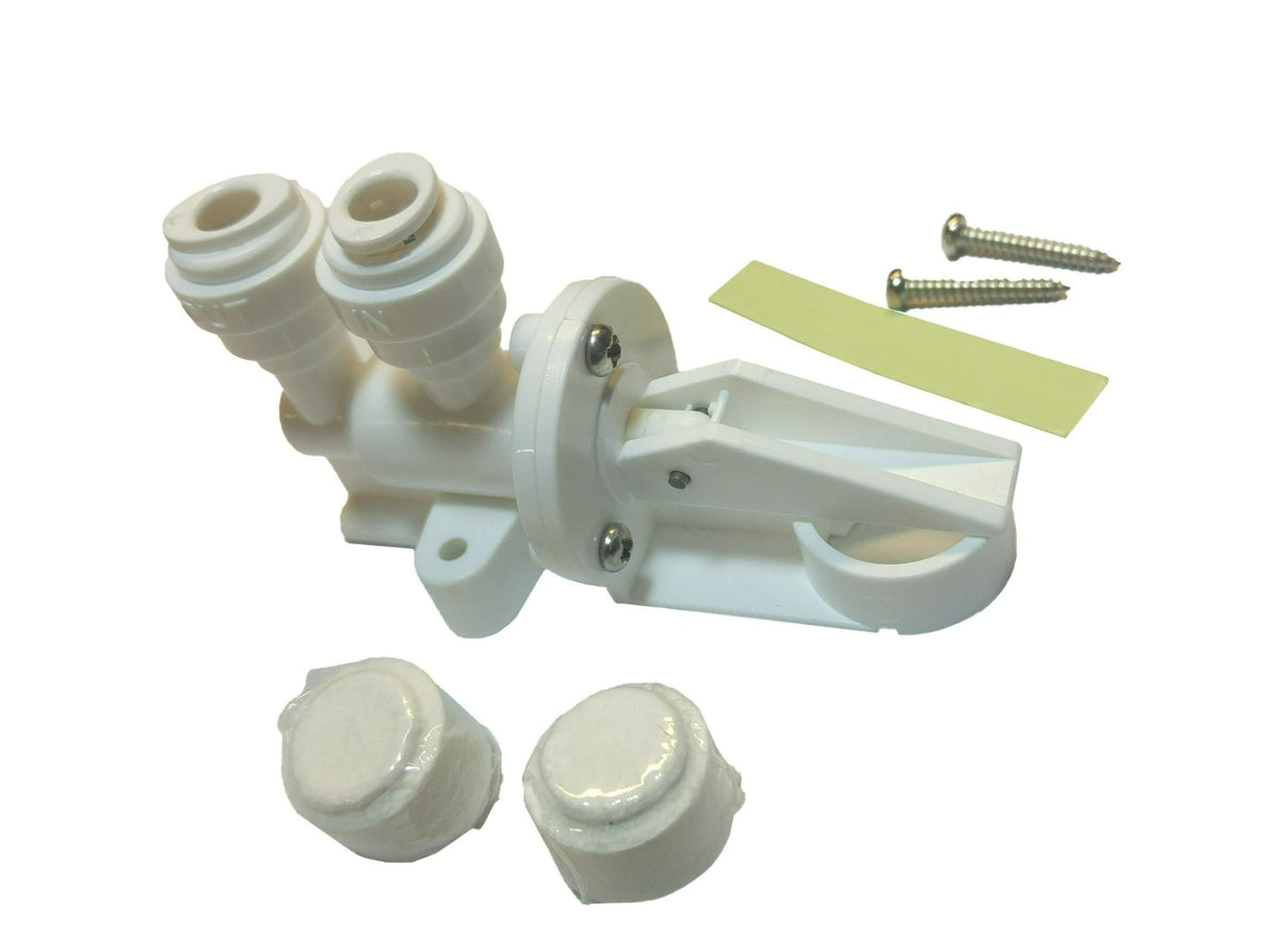White 3/8 inch OD quick connect mechanical leak detector for RO water filtration system