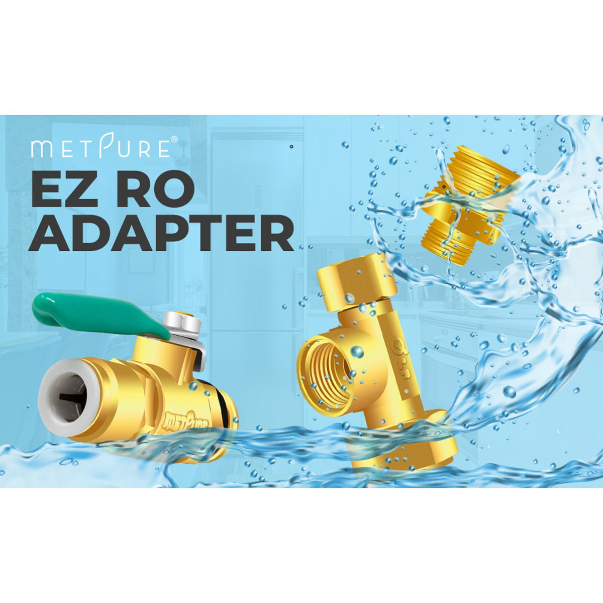 Metpure EZ RO Universal Feed Water Adapter Tee with Quick Connect Ball Valve, Lead-Free Brass (1/4" OD or 3/8" OD)