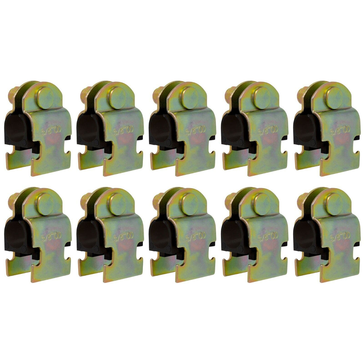 Zinc plated steel strut clamp with rubber cushion for 1/2 inch NOM pipe, 10 pack