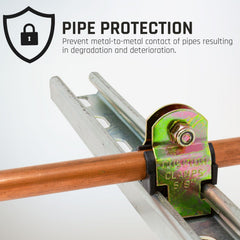 Rubber Cushion Steel Strut Clamp 3/4" NOM (7/8" OD) for Mounting Copper Piping, PEX Pipe, CVPC Tubing to Strut Channels [5 Pack x 2]