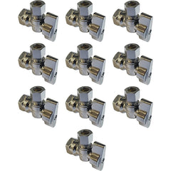 1/4 Turn Angle Stop, 1/2 inch FIP x 3/8 inch OD Compression, 10 Pack