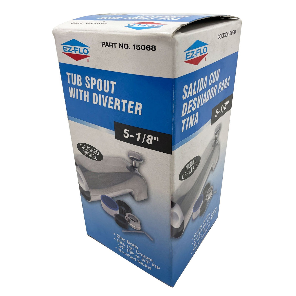 Plain fit all tub spout with diverter 5-1/8", Brushed Nickel