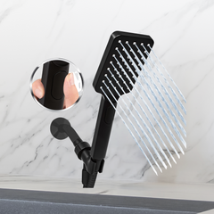 Metpure rectangle handheld shower head with Easy Clicker button, stainless steel hose and adjustable mount