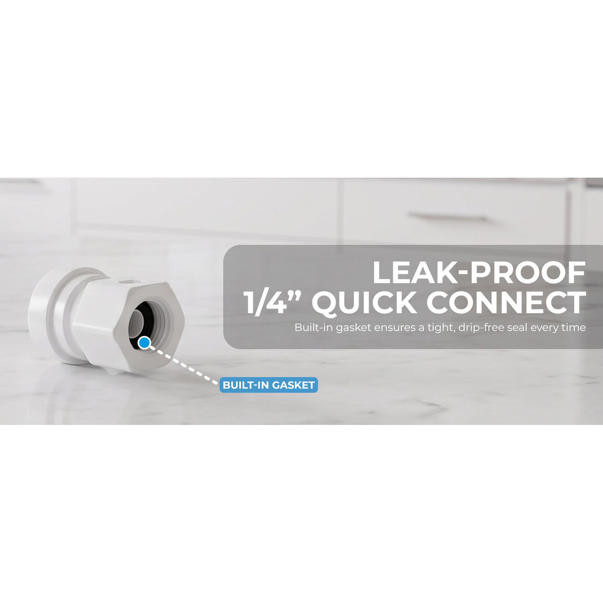 3/8" OD Quick Connect x 1/4" Comp (7/16" UNS) Female Faucet Adapter, White