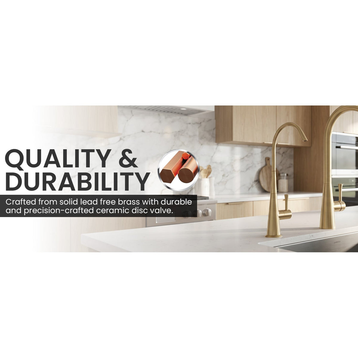 Metpure Anaqua Air Gap RO Faucet Kit, 3-Port Brass, Pre-Installed Drain Tubes, Wrench & Adapters, NSF (Select Color)