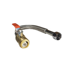 3/4 inch Push-Fit x 3/4 inch FIP 18 inch Ball Valve Stainless Steel Water Flex Connector