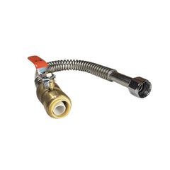 3/4 inch Push-Fit x 3/4 inch FIP 18 inch Ball Valve Stainless Steel Water Flex Connector - view 2