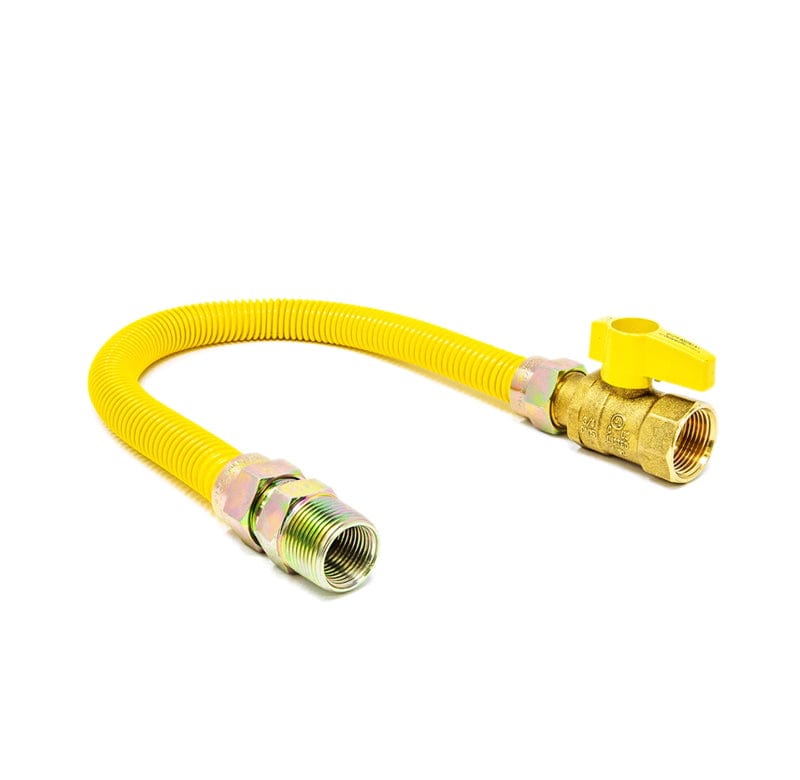 Gas Flex 1/2" OD x 24" Connector 1/2" FIP x 1/2" FIP Straight valve 3/8" ID Polymer coated Hose
