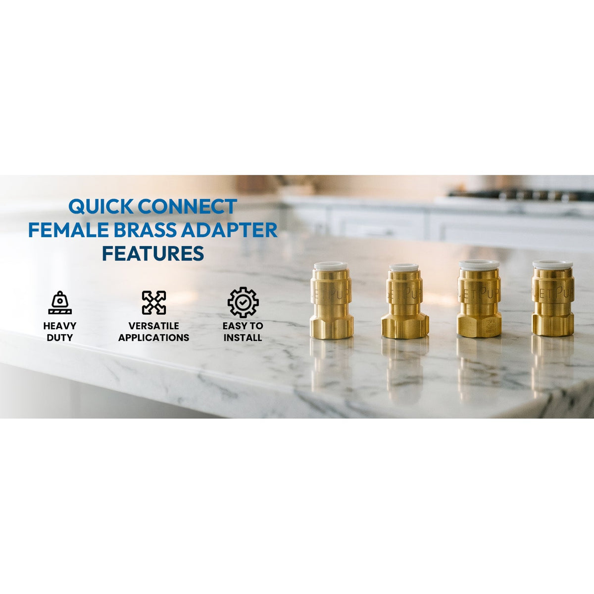 Metpure Brass Quick Connect x Female Compression Adapter, 5 Pack (1/4" or 3/8" OD x 1/4" or 3/8" COMP)