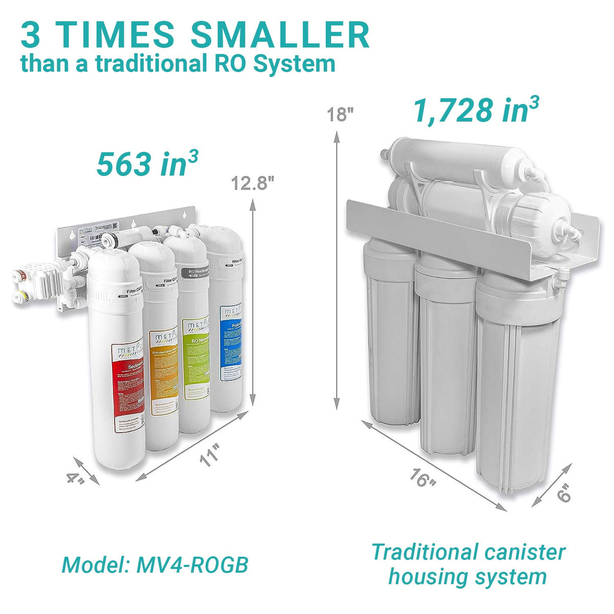 Metpure Versatile MV4-ROGB 4 stage reverse osmosis water filtration system with faucet and tank