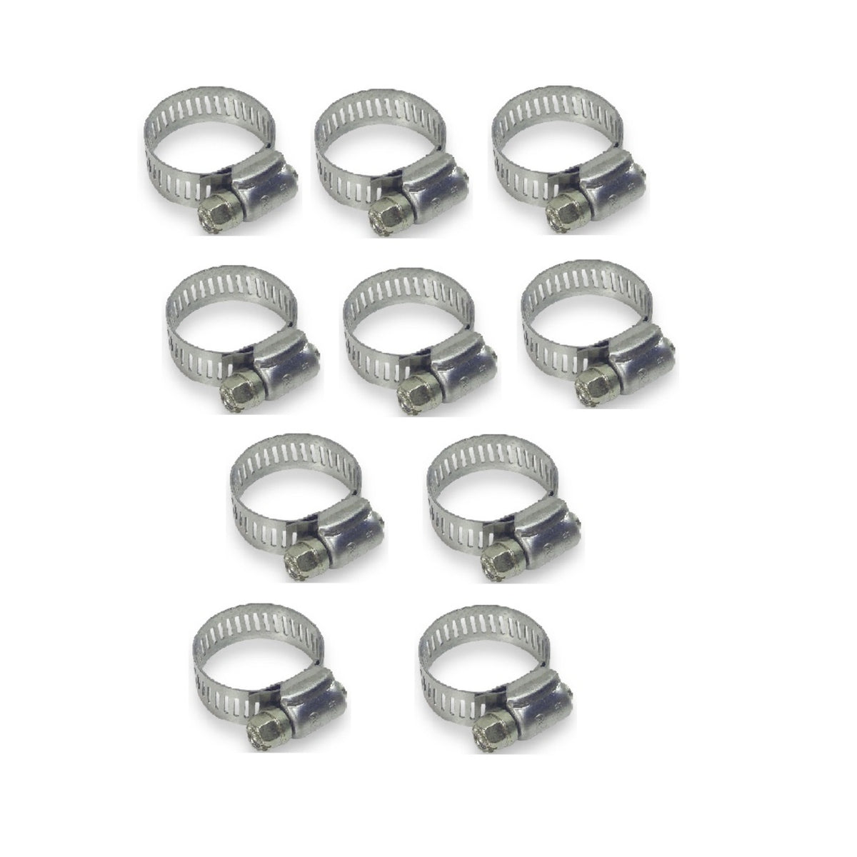 #10 stainless steel worm gear hose clamp, 9/16 inch to 1-1/16 inch, 10 pack