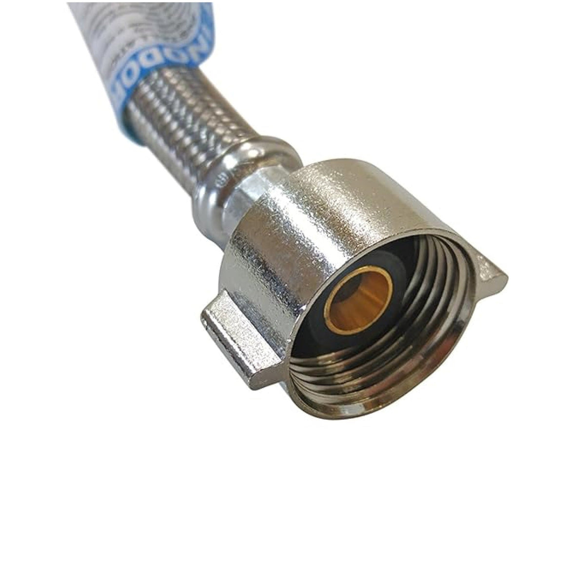 Two 12 inch braided stainless steel toilet supply lines, 7/8 inch ballcock x 3/8 inch compression