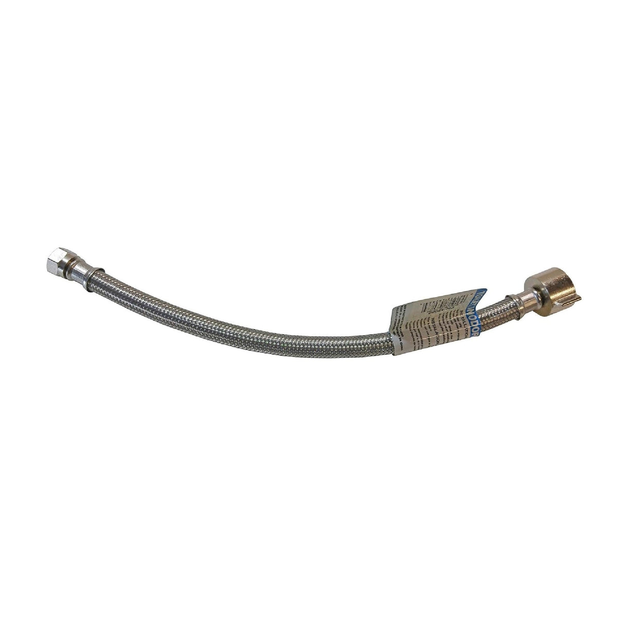 Two 12 inch braided stainless steel toilet supply lines, 7/8 inch ballcock x 3/8 inch compression