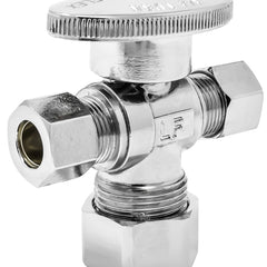 1/4 Turn Straight Dual Outlet Angle Stop 5/8 inch OD COMP x 3/8 inch COMP x 3/8 inch COMP - view 2