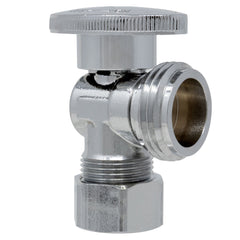 1/4 Turn Washing Machine Valve, 5/8 inch OD Compression x 3/4 inch MHT, Chrome Plated Brass