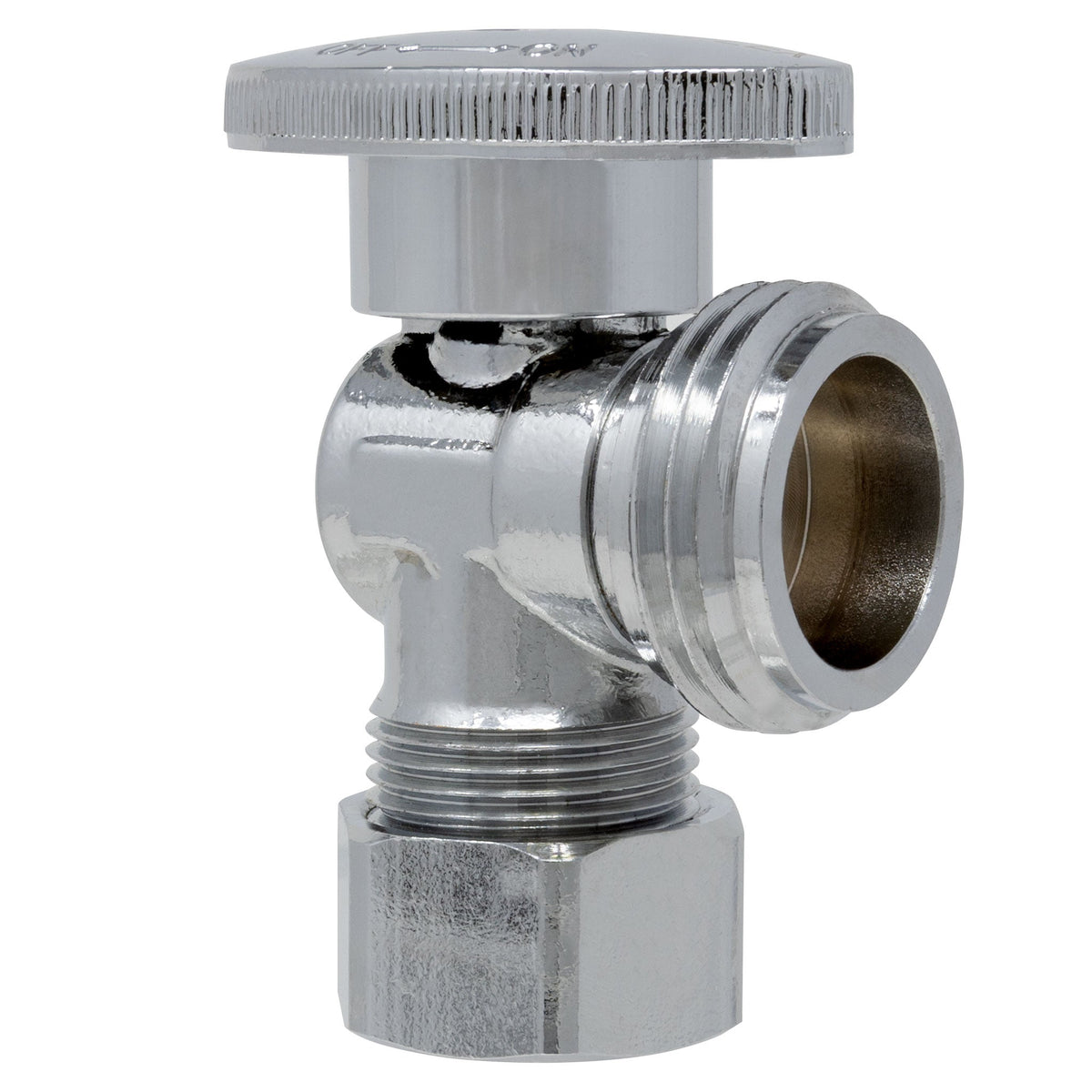 1/4 Turn Washing Machine Valve, 5/8 inch OD Compression x 3/4 inch MHT, Chrome Plated Brass