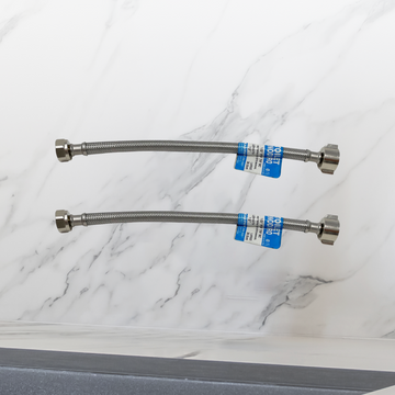 7/8" BC x 1/2" FIP x 12" Long Stainless Steel Braided Toilet Supply Line [2 Pack]