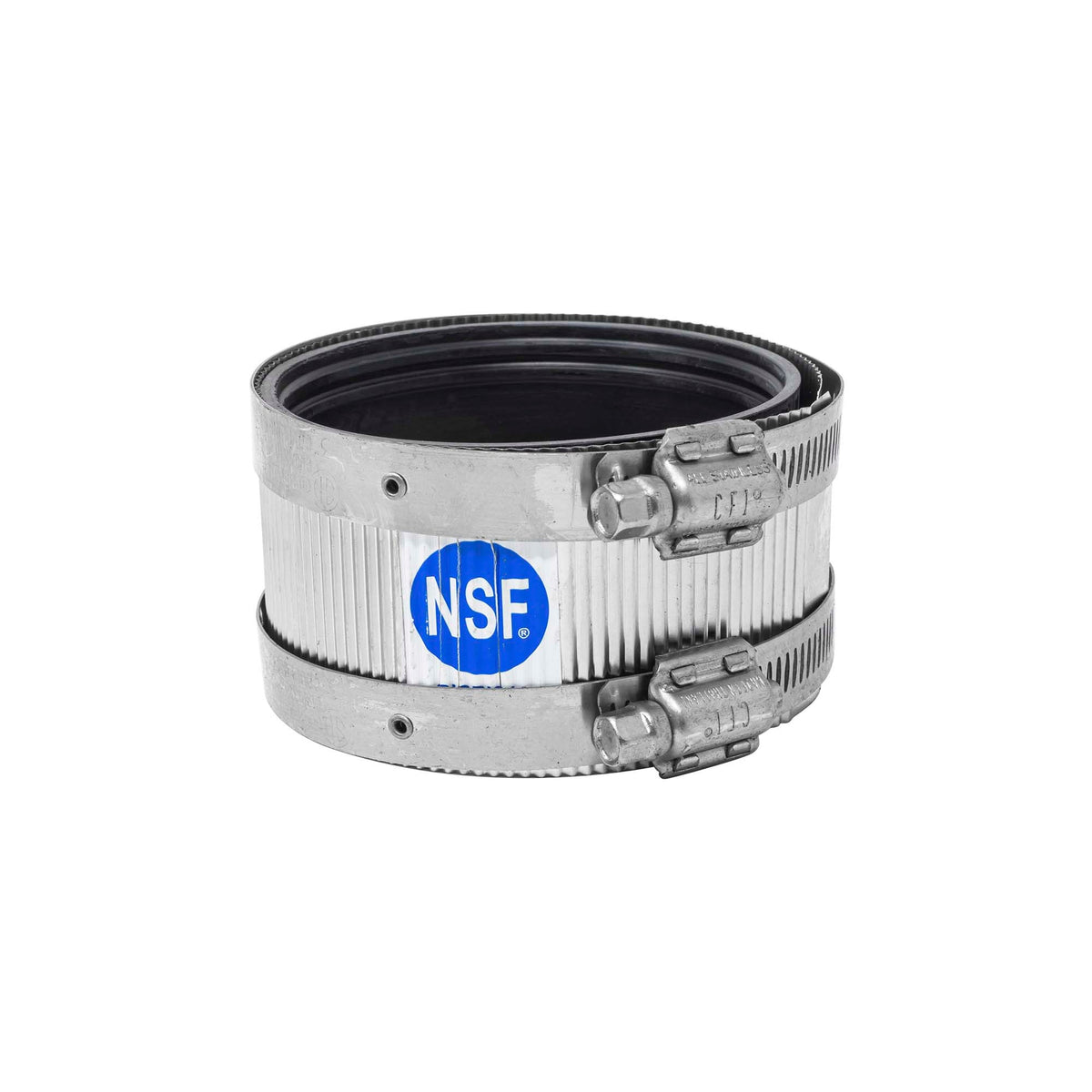 1-1/2 inch No-Hub Coupling with Stainless Steel Band and Clamps, NSF - view 2