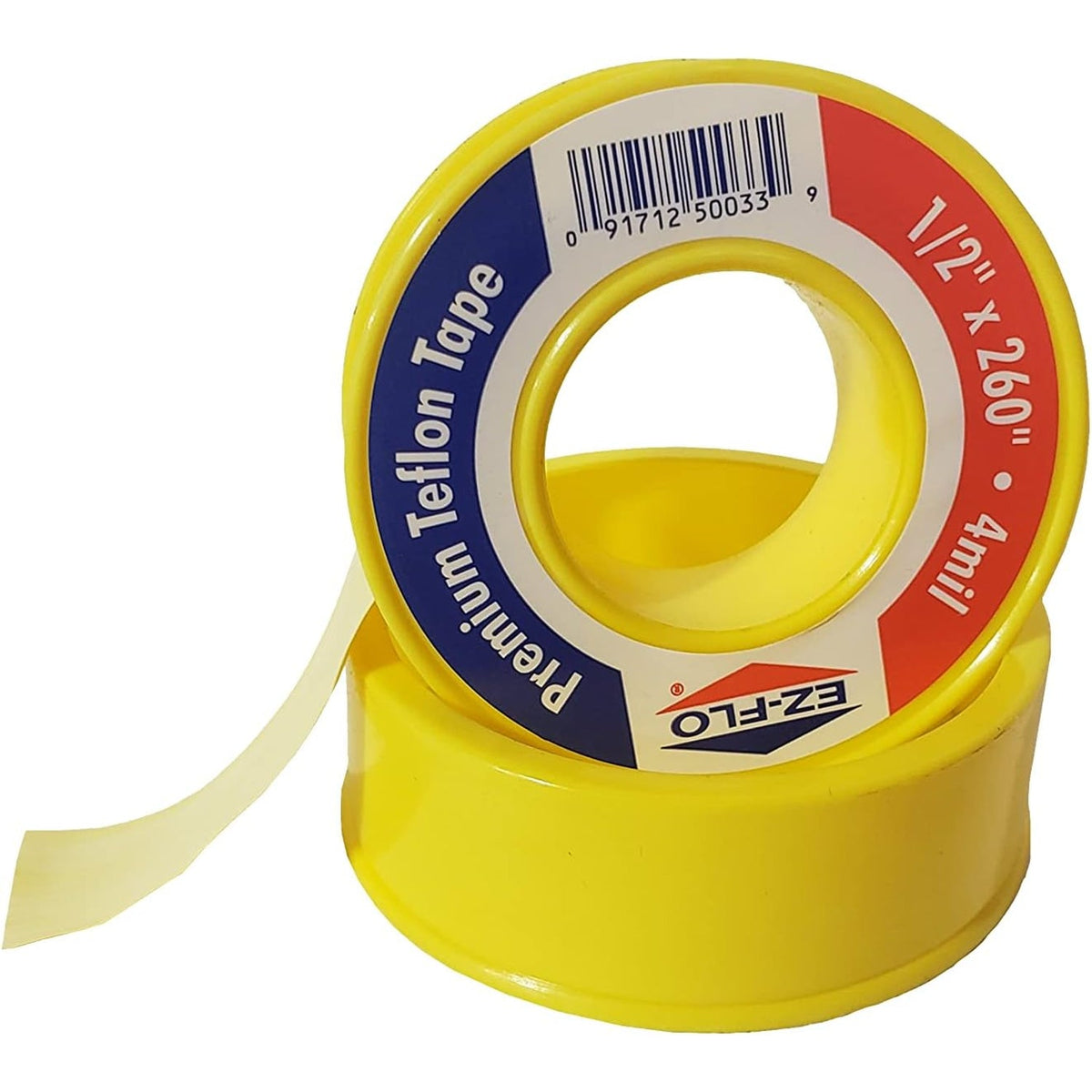 Premium PTFE Thread Tape for Gas and Water, 1/2" x 260", 4 Mil, 10 Pack