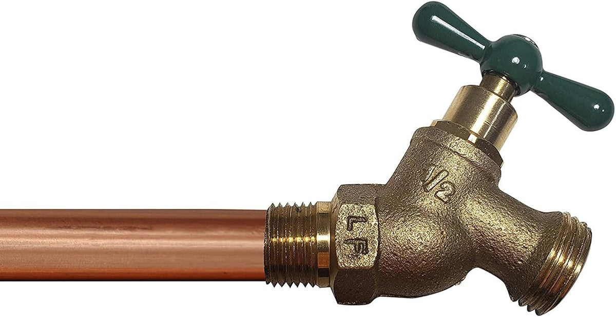 Lead free heavy-duty MIP hose bibb installed on copper pipe