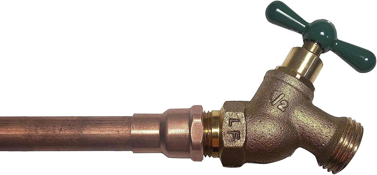 Lead free heavy-duty MIP hose bibb on copper pipe - side view