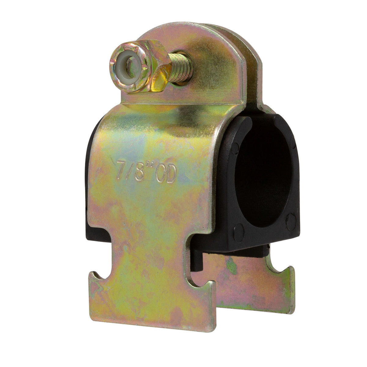 Zinc plated steel strut clamp with rubber cushion for 3/4 inch NOM pipe, 5 pack