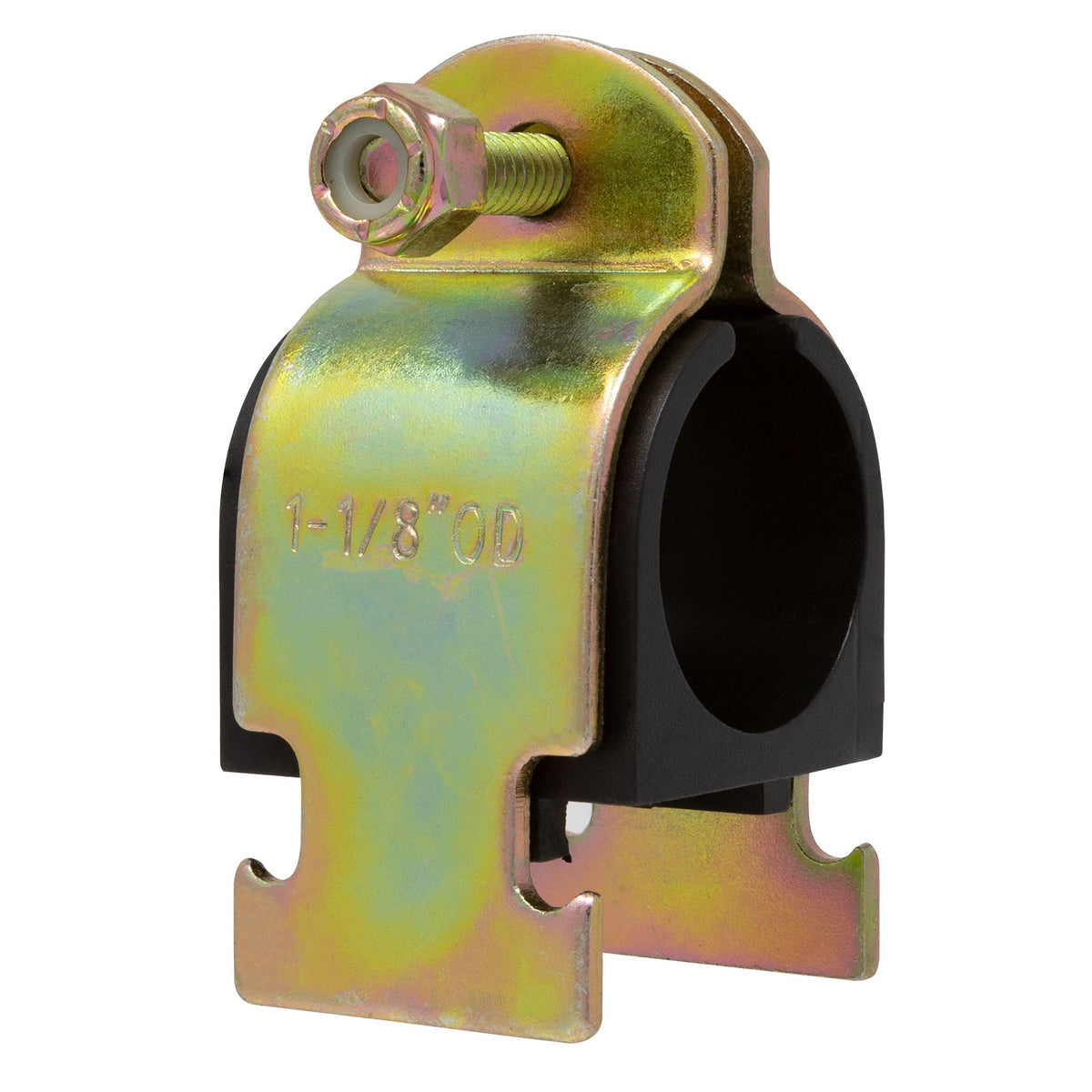 Zinc plated steel strut clamp with rubber cushion for 1 inch NOM pipe, 5 pack