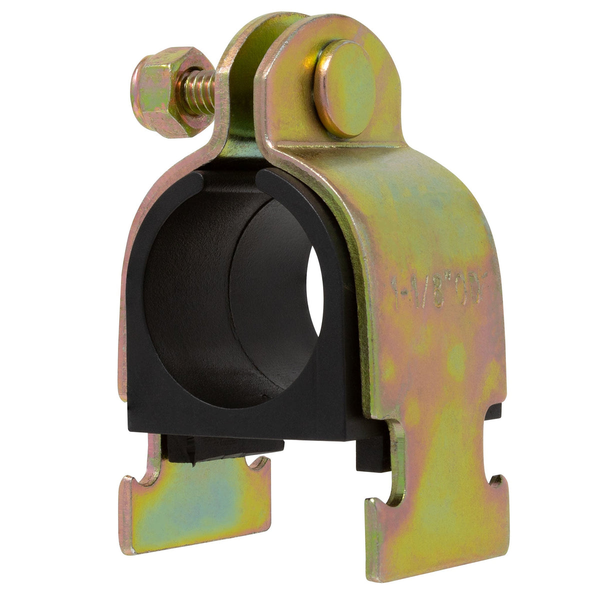 Zinc plated steel strut clamp with rubber cushion for 1 inch NOM pipe, 5 pack