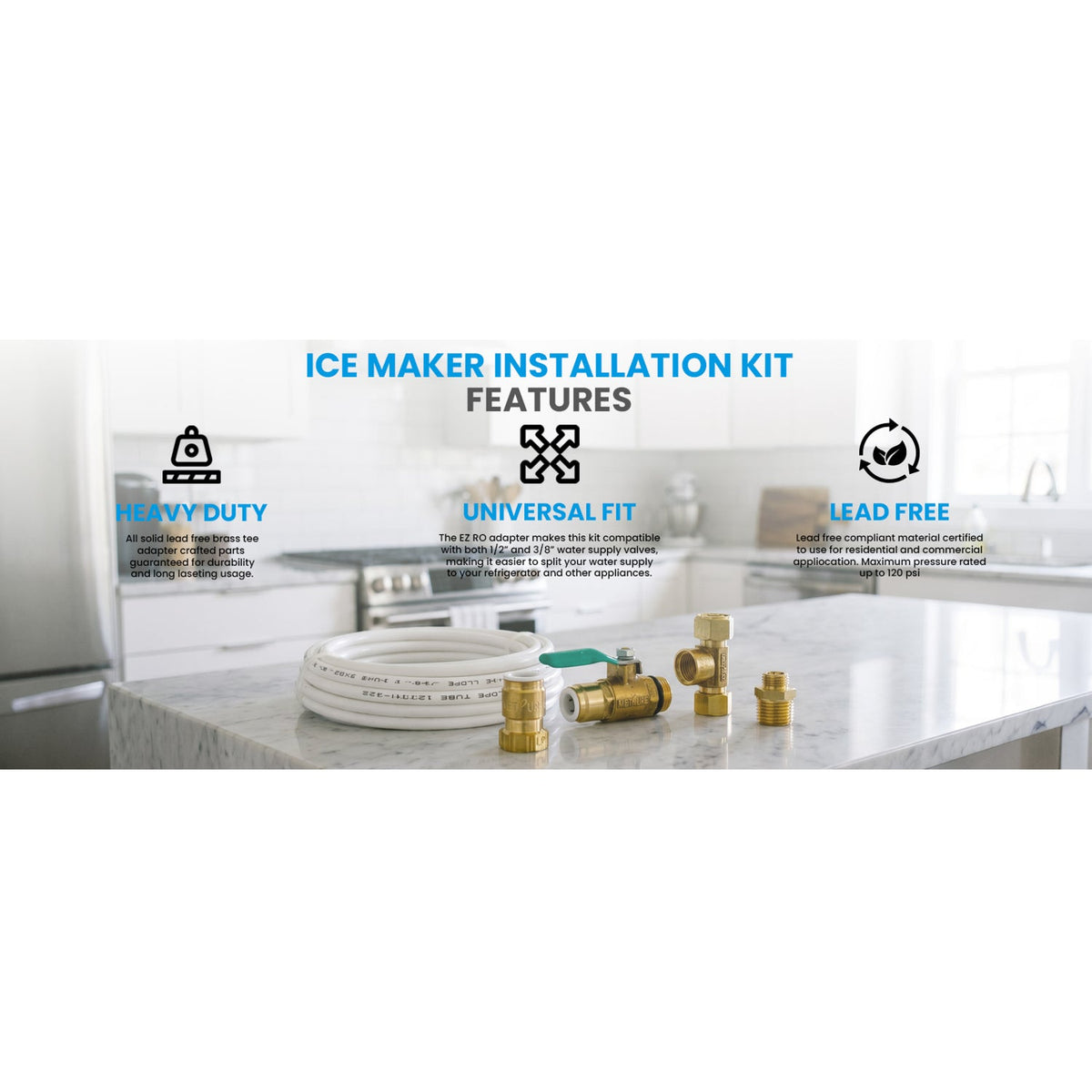 Metpure Ice Maker & Refrigerator Water Line Kit, 1/4" OD, 25 ft Tubing with Shut-Off Valve