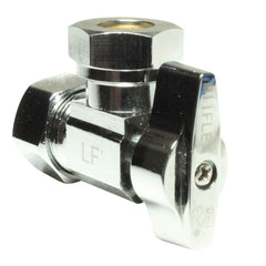 Heavy duty 1/2 inch NOM comp x 7/16 inch - 1/2 inch OD slip joint chrome brass 1/4 turn squared body angle valve