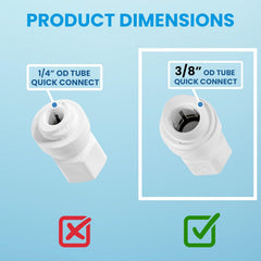 3/8" OD Quick Connect x 1/4" Comp (7/16" UNS) Female Faucet Adapter, White