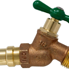 1/2 inch press x 3/4 inch MHT no-kink hose bibb - side view