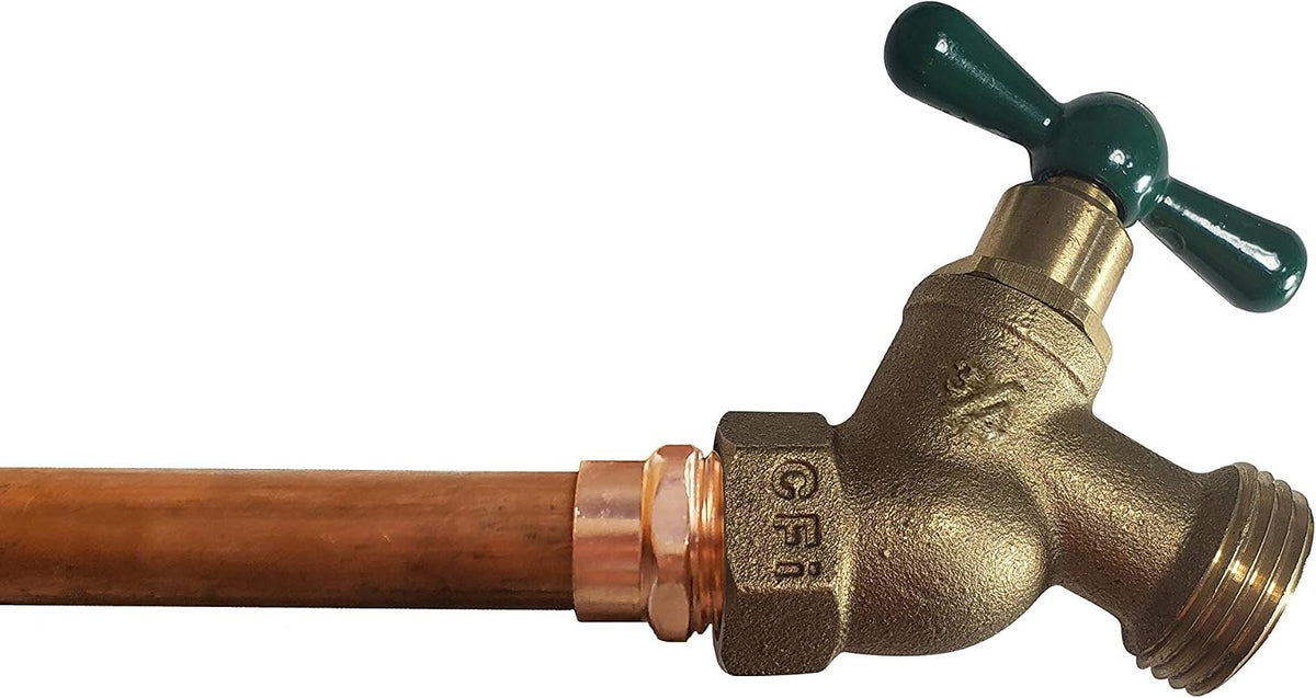 3/4 inch FIP lead free heavy-duty hose bibb installed on copper pipe