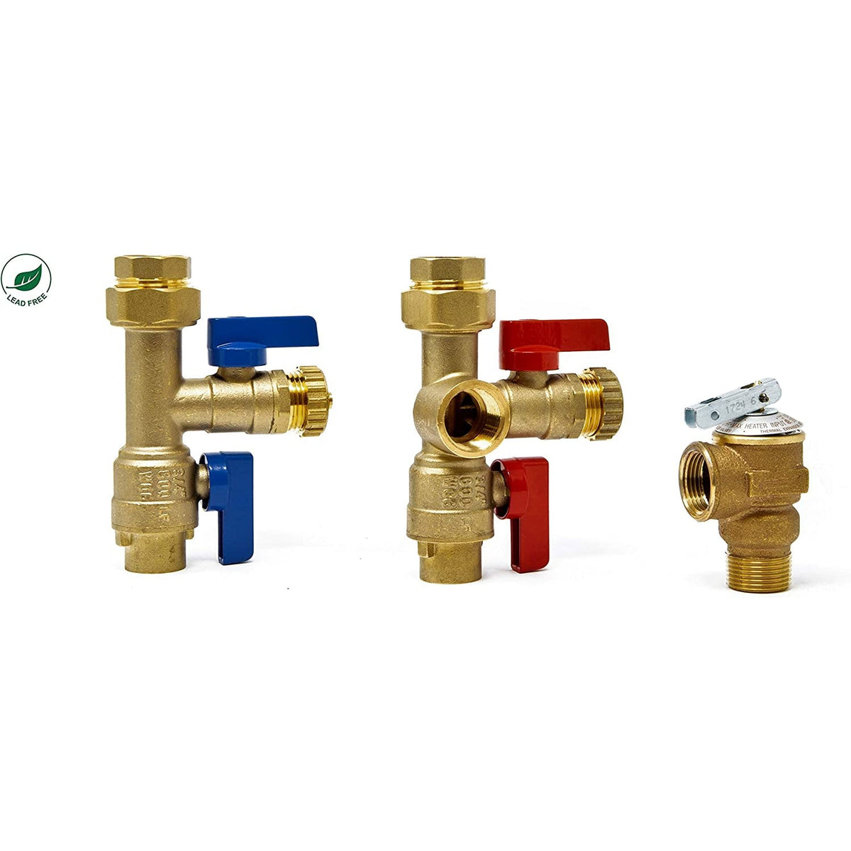 3/4 inch sweat tankless water heater isolation valve kit with pressure relief valve