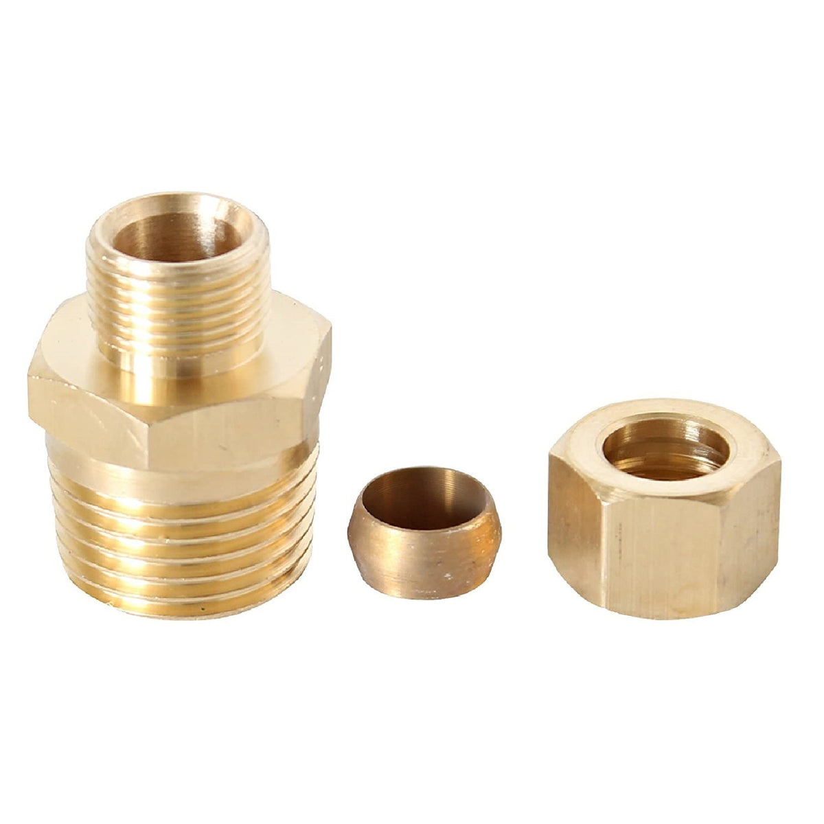 Lead free brass reducing union coupling, 3/8 inch OD compression x 1/2 inch MIP