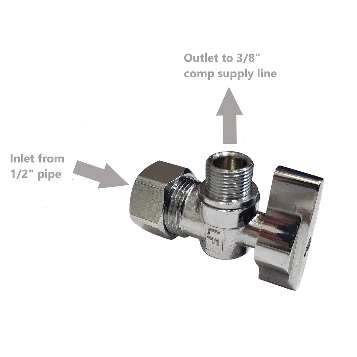 Two angle shut off valve sets with chrome escutcheon and 20 inch stainless steel braided faucet supply line - view 2