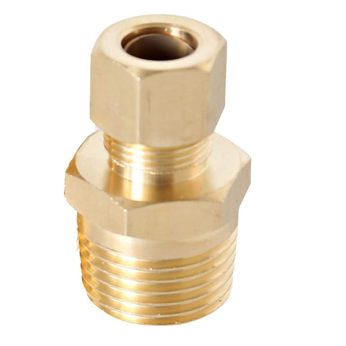 Lead free brass reducing union coupling, 3/8 inch OD compression x 1/2 inch MIP