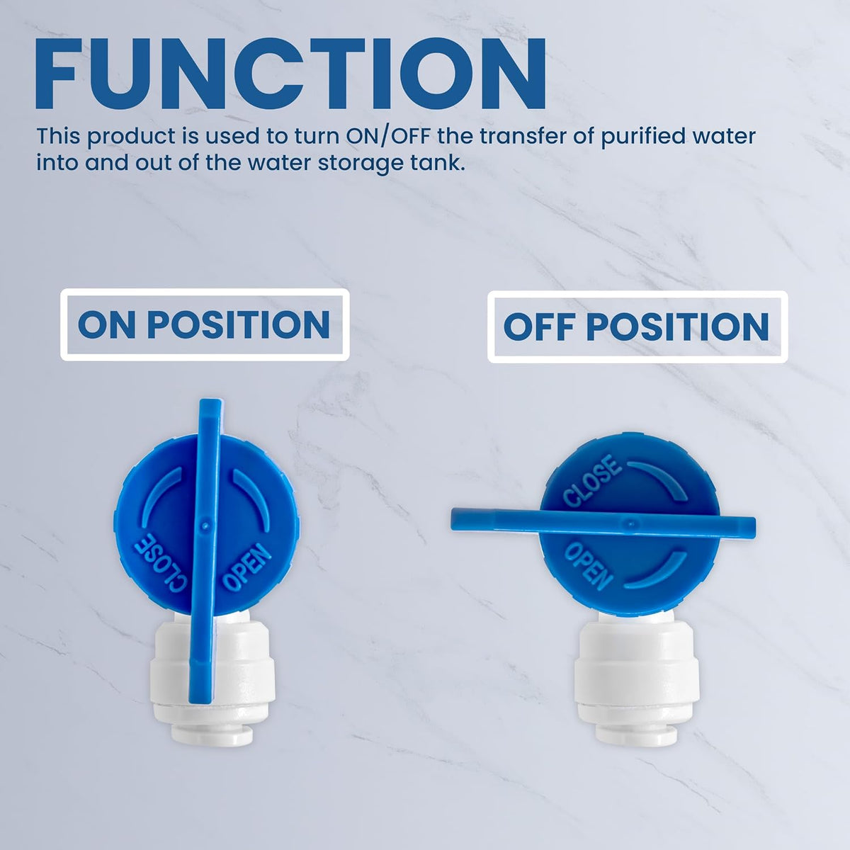 RO tank ball valve, 1/4 inch female NPT x 3/8 inch OD quick connect