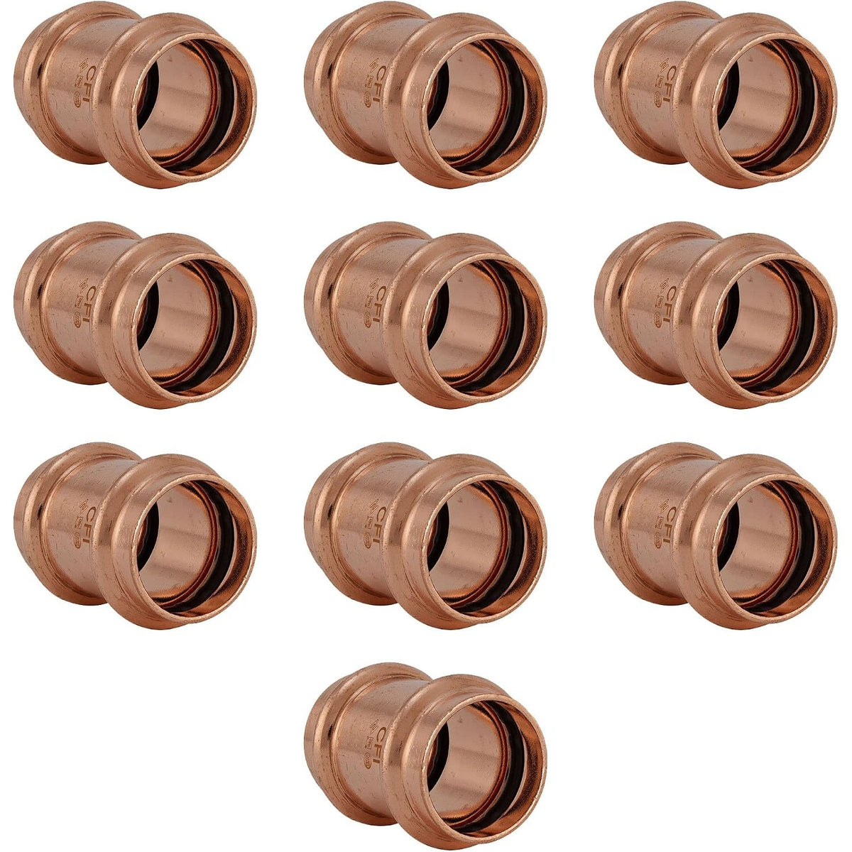 1/2" Press Coupling With No Stop, Press x Press, Copper (1, 5 or 10 Pack)