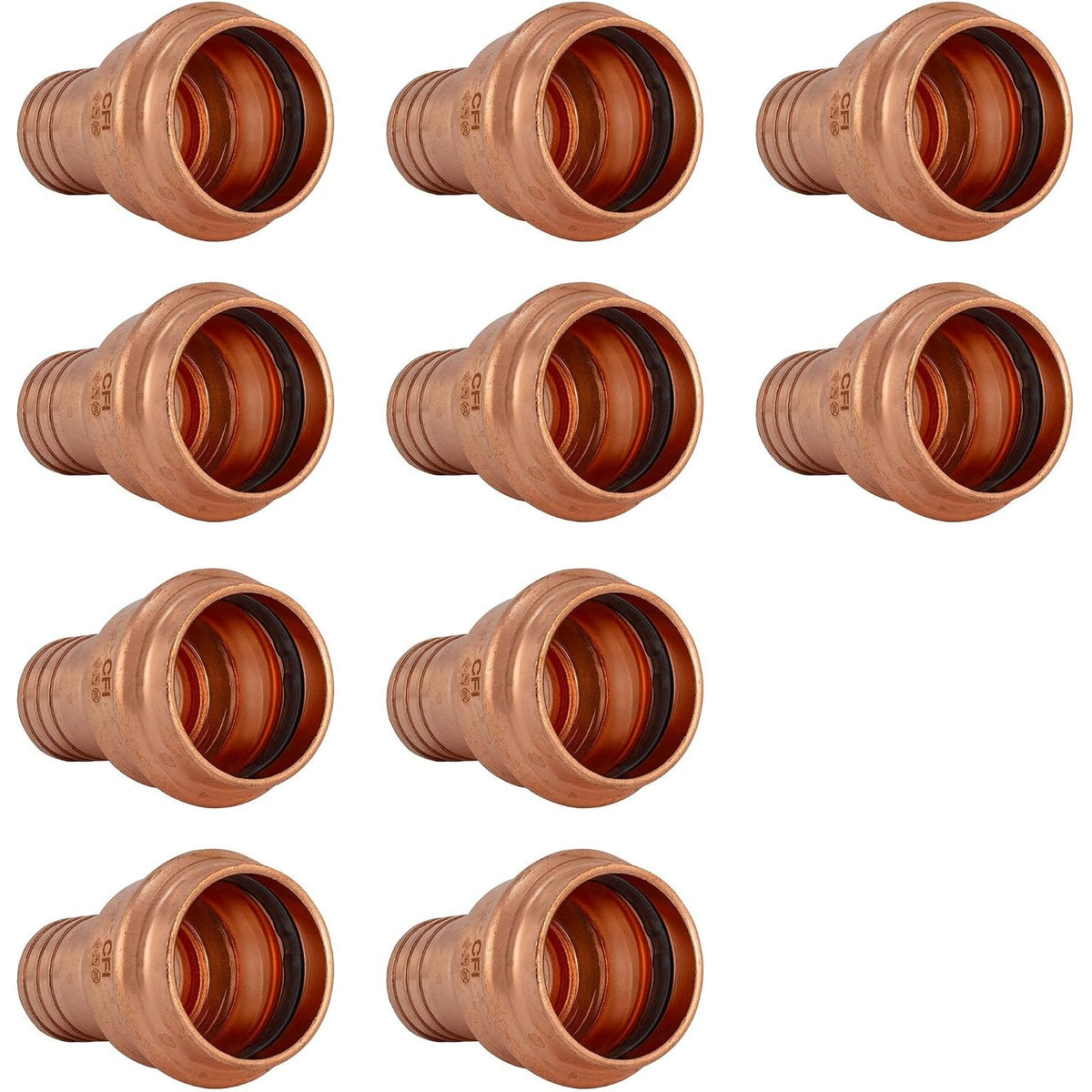 1" Press x 1" PEX B Crimp Copper Fitting, ProPress Compatible (1 or 10 Pack)